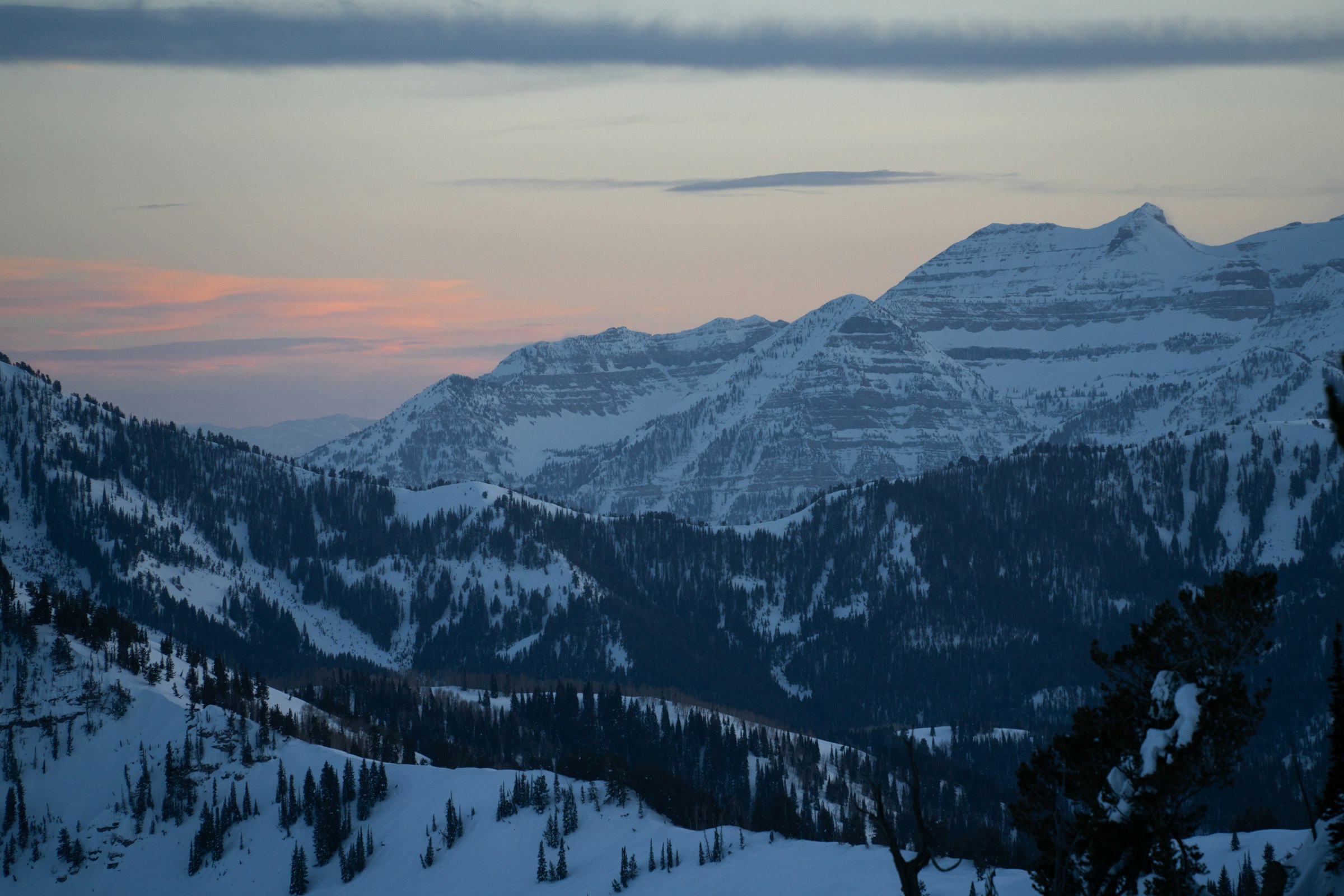 Wasatch mountains at sunset above the Salt Lake valley